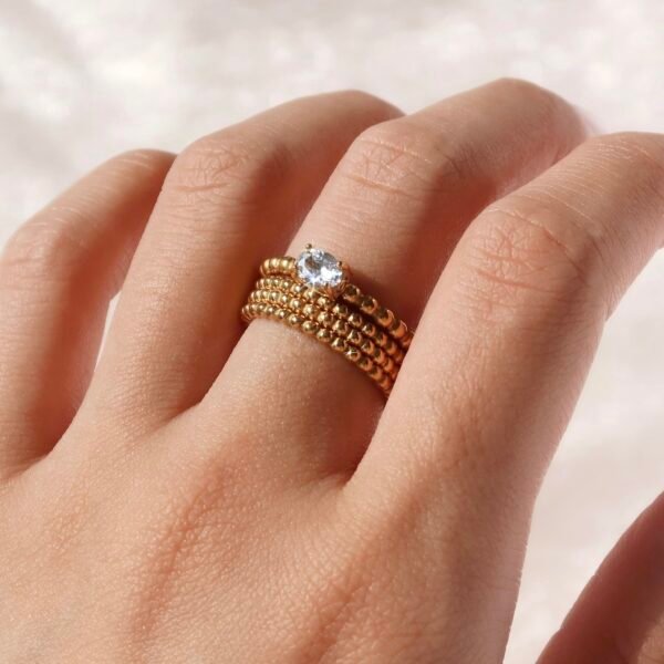 Golden Beads Set | 18K Gold Plated, Cubic Zirconia