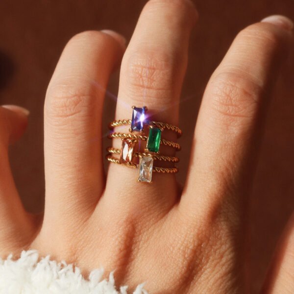 Color Block Set | 18K Gold Plated, Cubic Zirconia