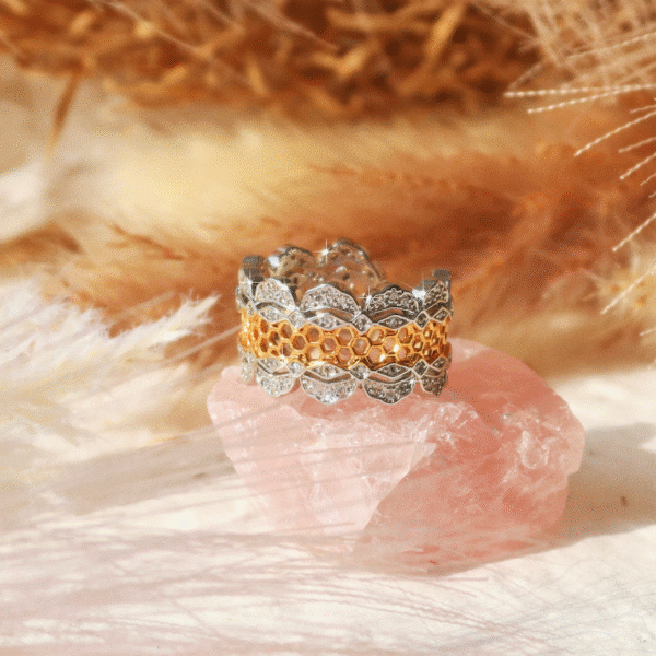 Dual Lace | 18K Gold Plated, Cubic Zirconia